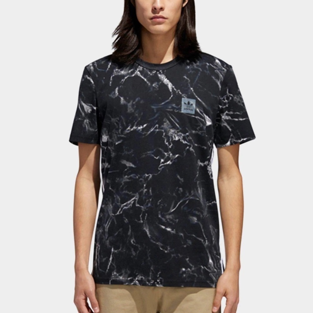 adidas Originals Men's Skateboarding Marble 3-Stripe Tee Size medium